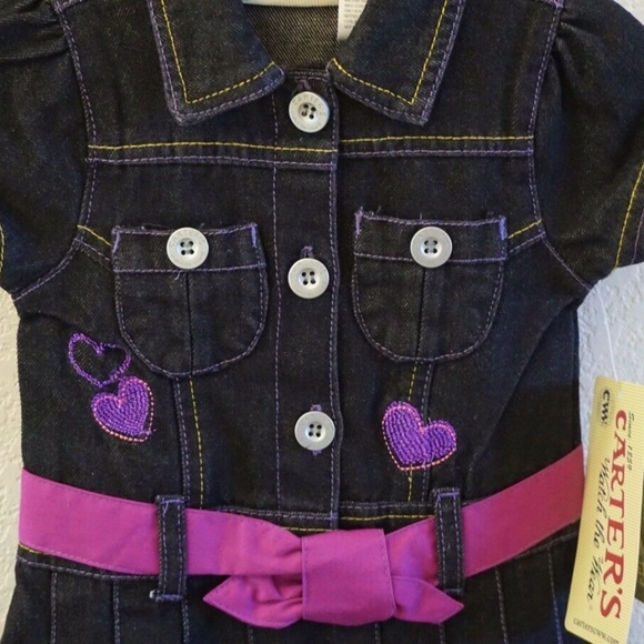 CARTERS WATCH THE WEAR Toddler Girls Jean Denim Heart Dress Sz. 24 Months - Picture 4 of 8